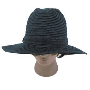 Shade & Shore Wide Brim Straw Floppy Hat Black Summer Spring Woven Golf Hat OS